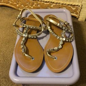 Jessica Simpson silver bejeweled sandals 8.5